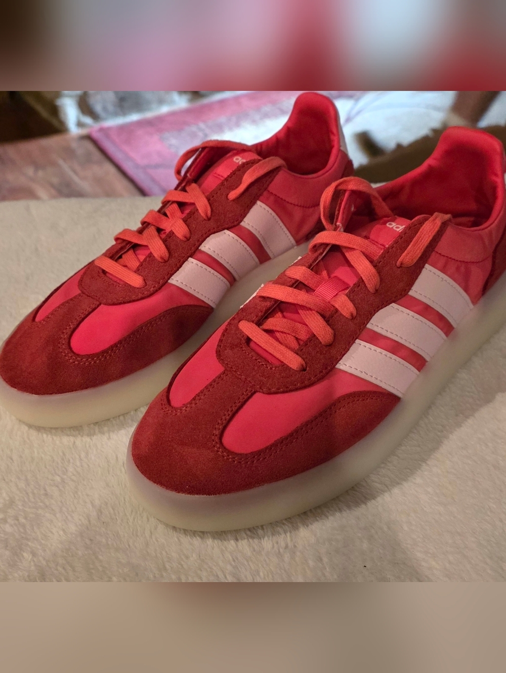 adidas Red and Pink Retro Low-Top Sneakers - Picture 7 of 9
